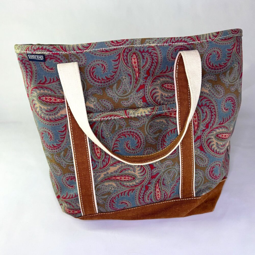 Lands End XXL Canvas Paisley Weekender Tote Shopping Bag :: HEAVY DUTY